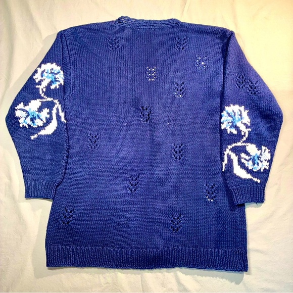 Susan Bristol Y2K Floral Cardigan Sweater Cottagecore Medium Vintage hand knit - Picture 8 of 9